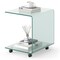 Glass End Table 2-Tier Shelf Mobile Detachable Wheels Sofa Side Table